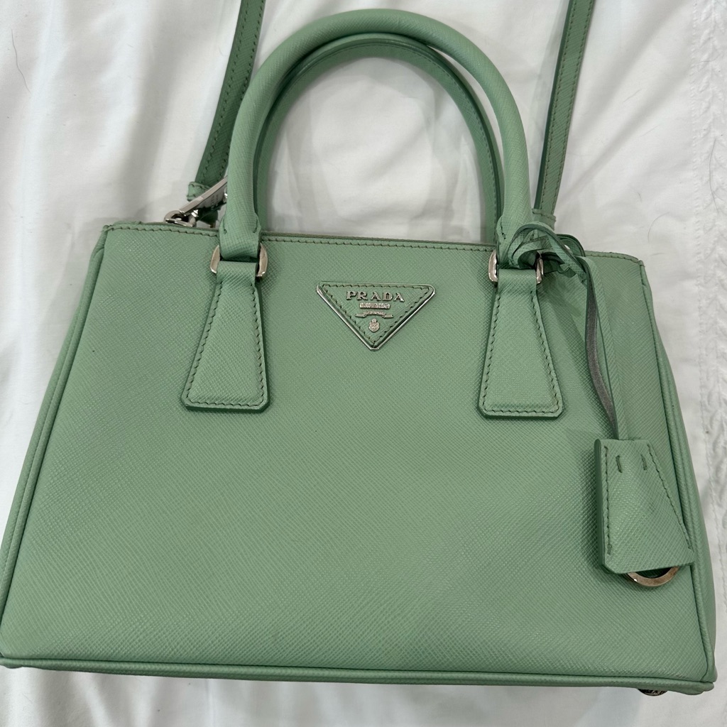Prada Saffiano Lux Small Double Zip Galleria Tote Soleil